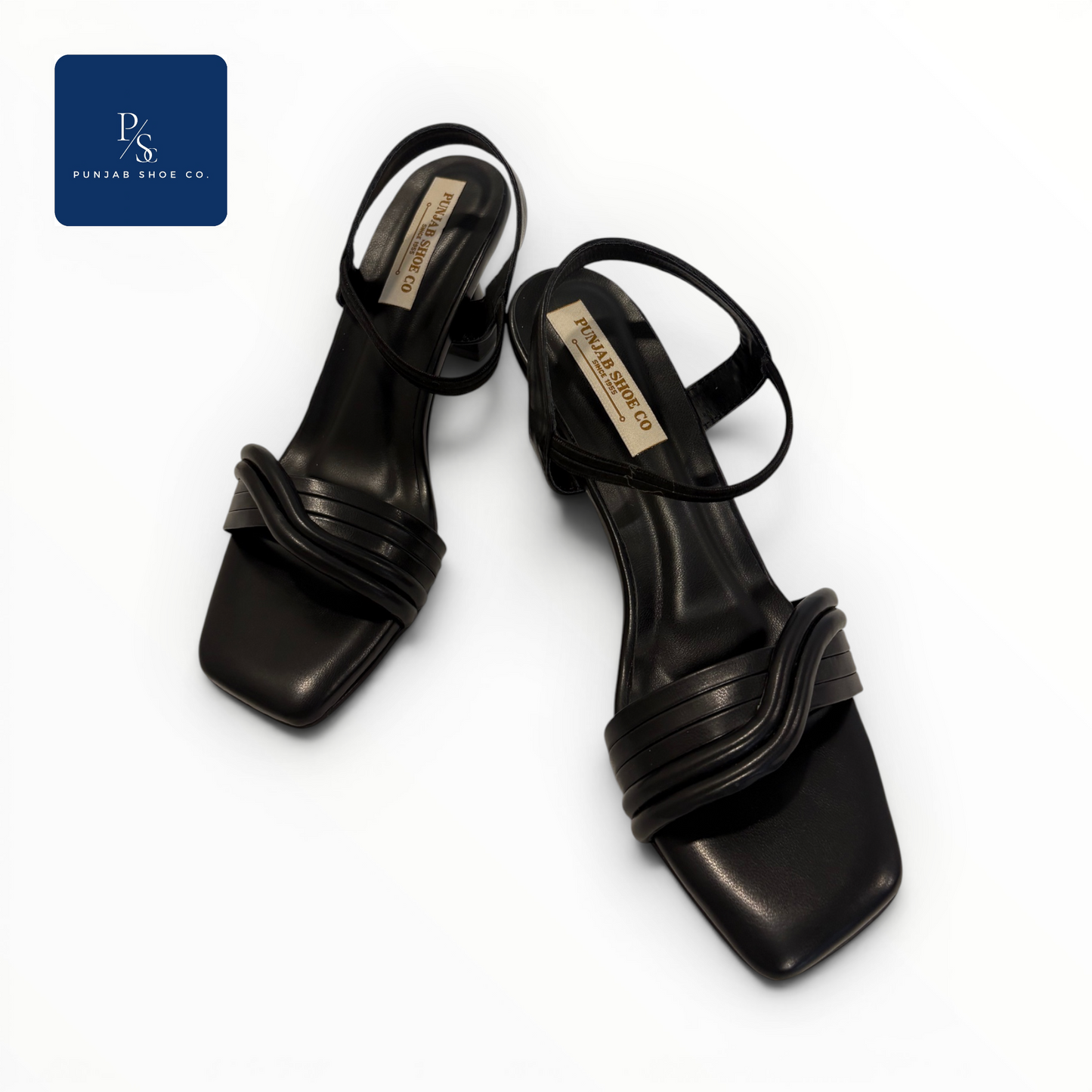 Strappy Heeled Sandals with Square Toe