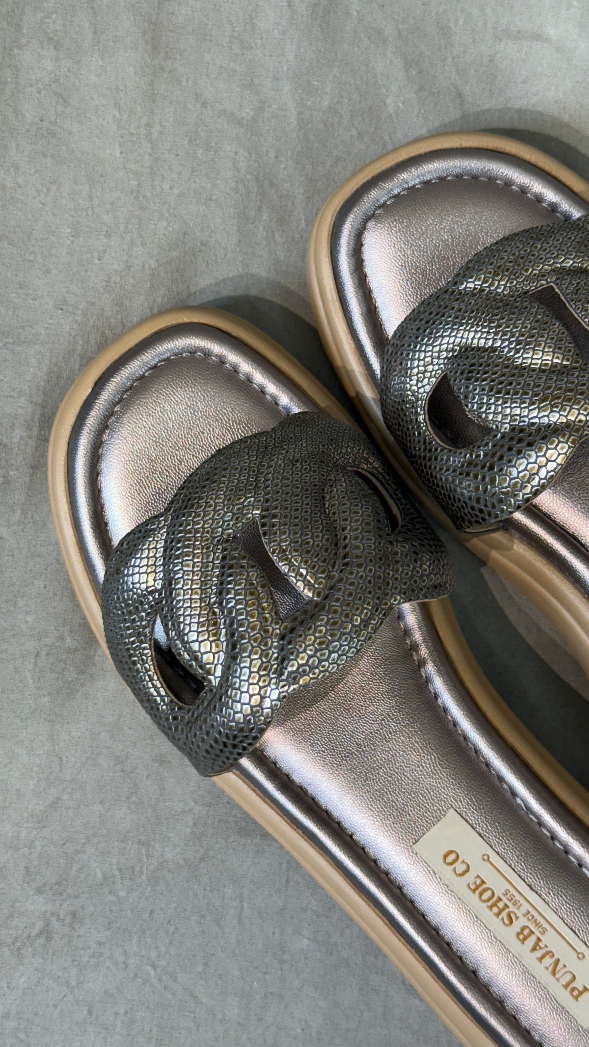 Stylish Women’s Slip-Ons - Gunmetal & Light Gold