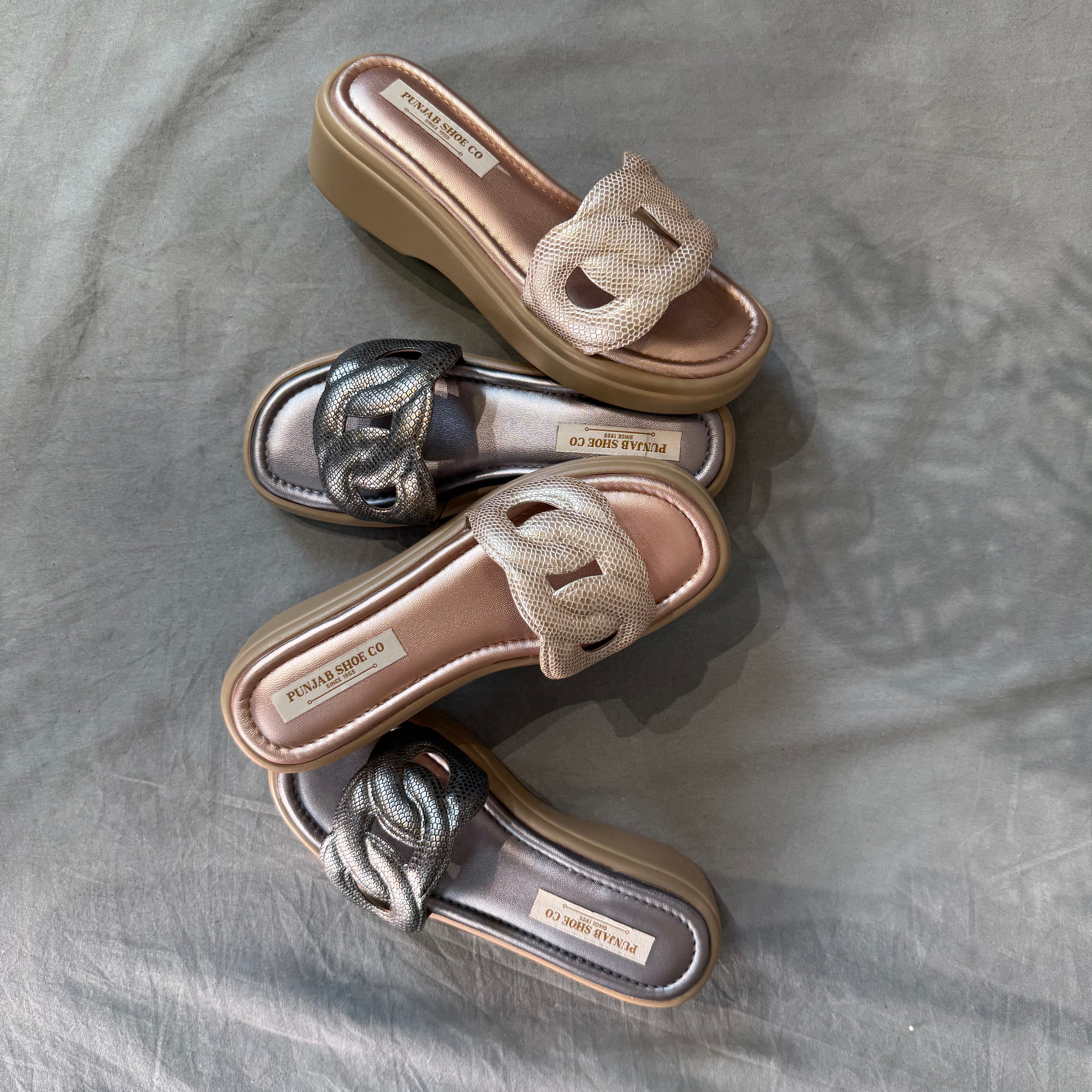 Stylish Women’s Slip-Ons - Gunmetal & Light Gold