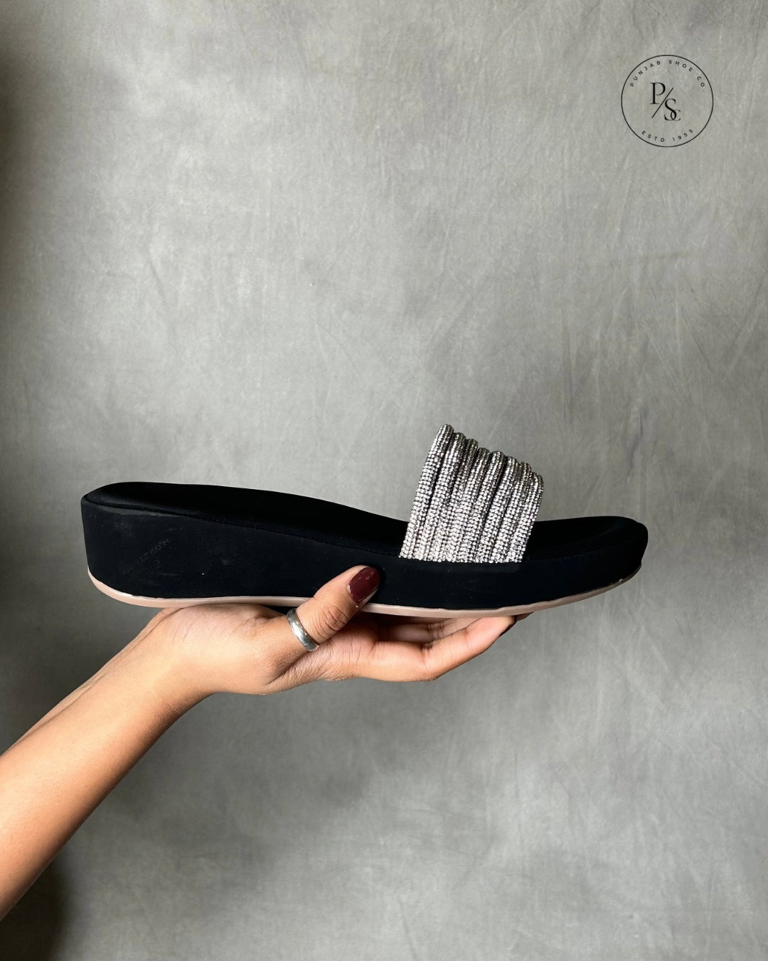 BLING- Diamond-Studded Wedges in Black & Gold