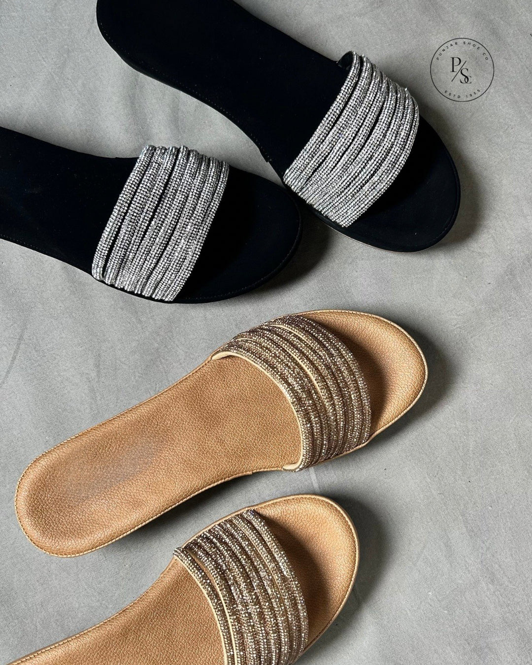 BLING- Diamond-Studded Wedges in Black & Gold