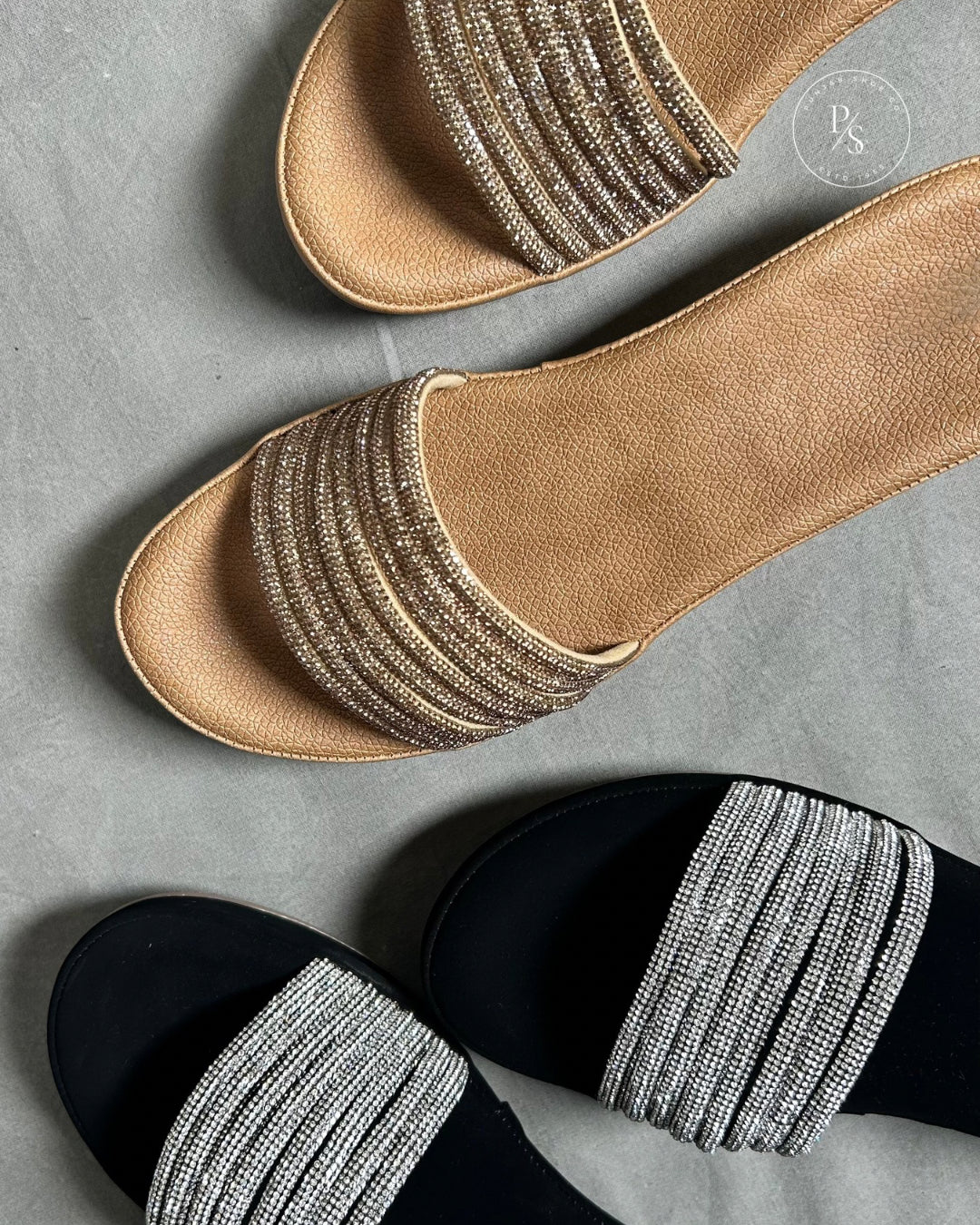 BLING- Diamond-Studded Wedges in Black & Gold