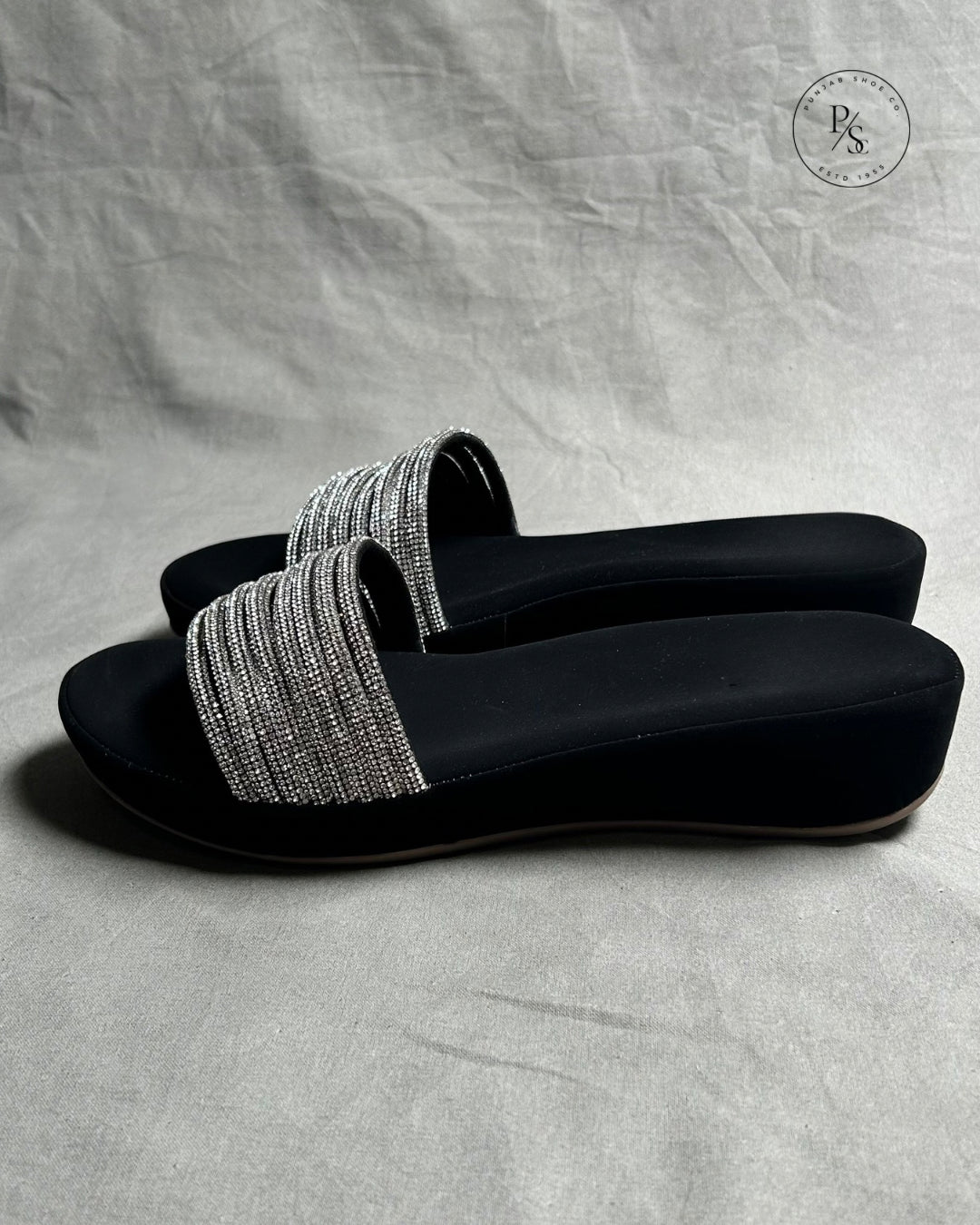 BLING- Diamond-Studded Wedges in Black & Gold