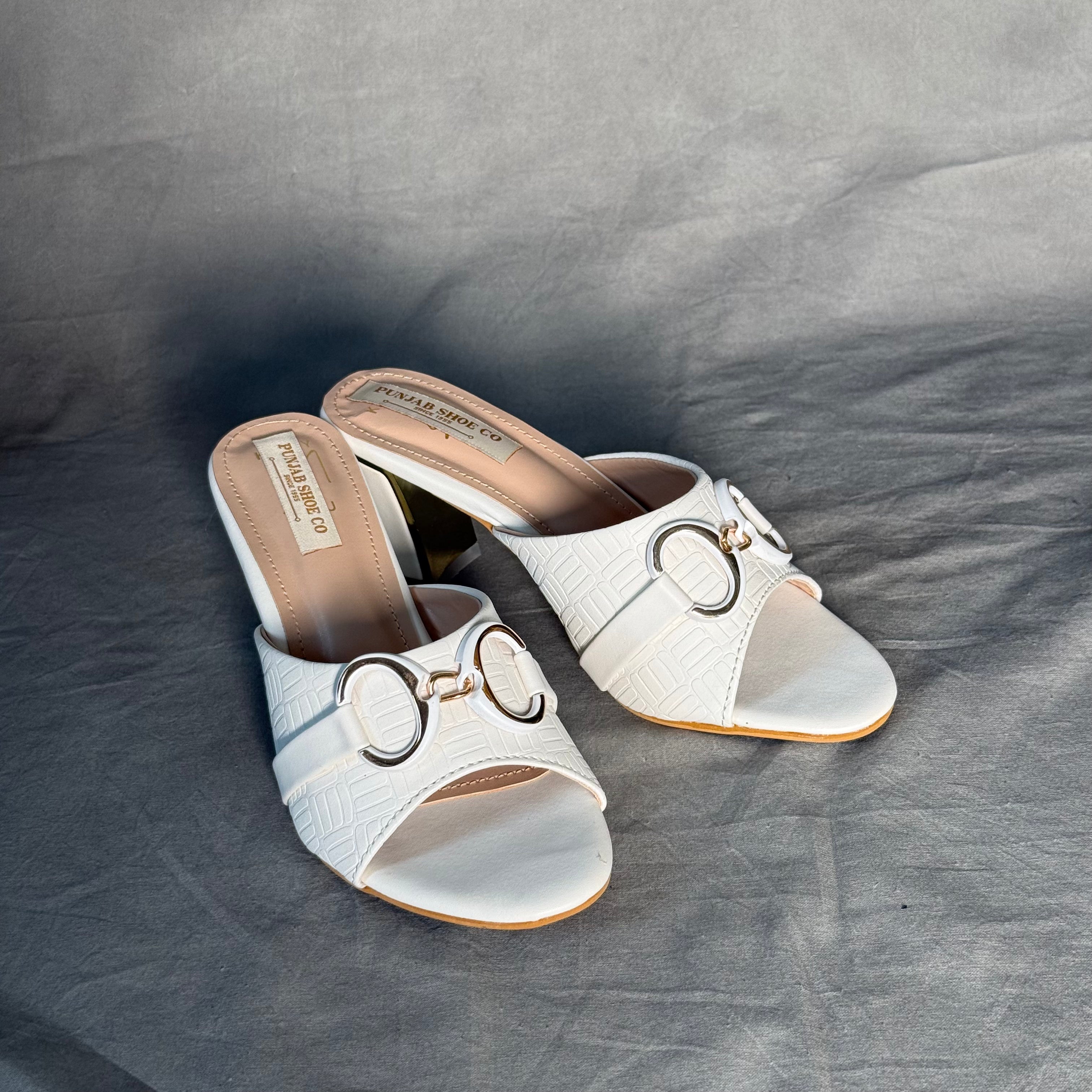 Matte White Achromatic Mules side view