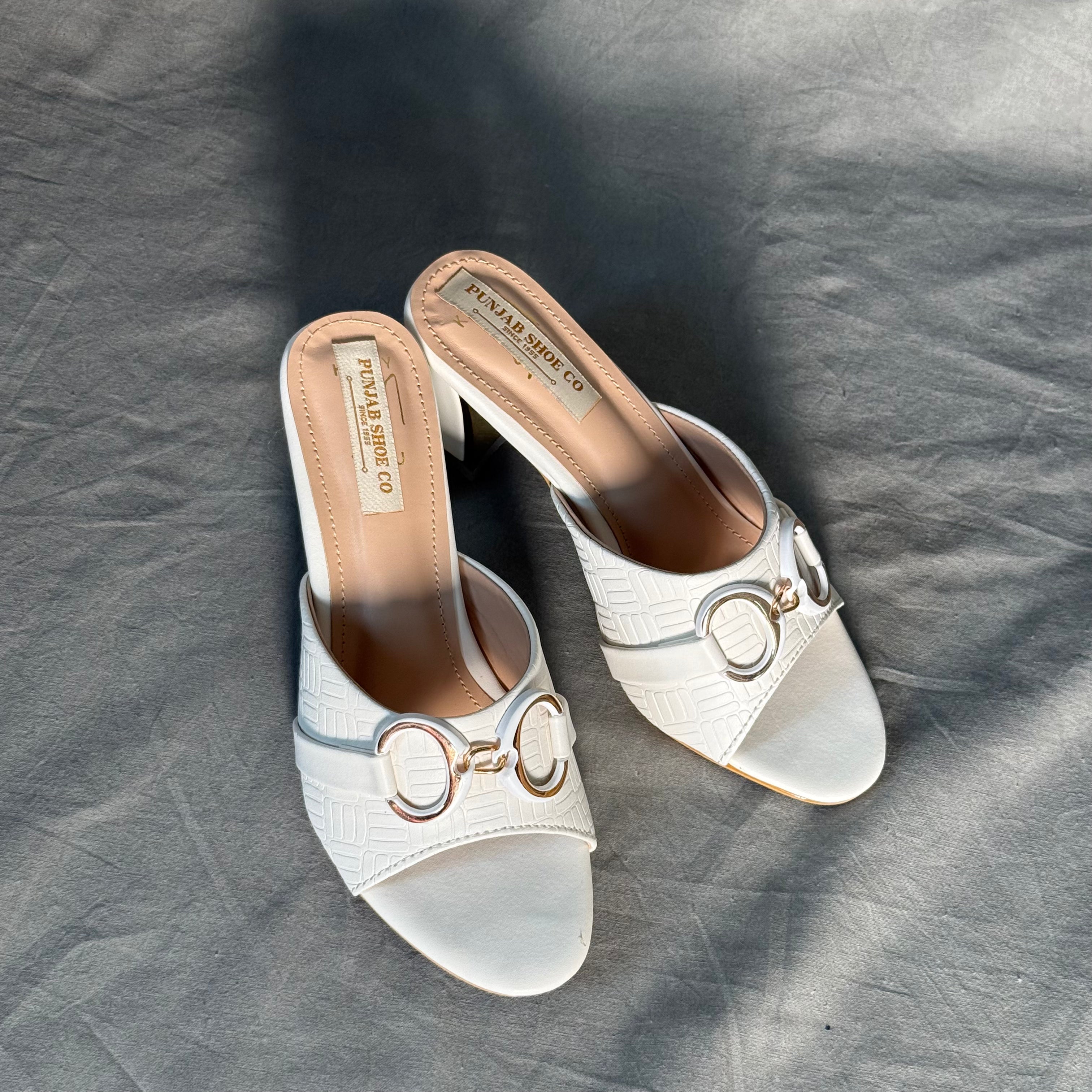 Matte White Achromatic Mules top view