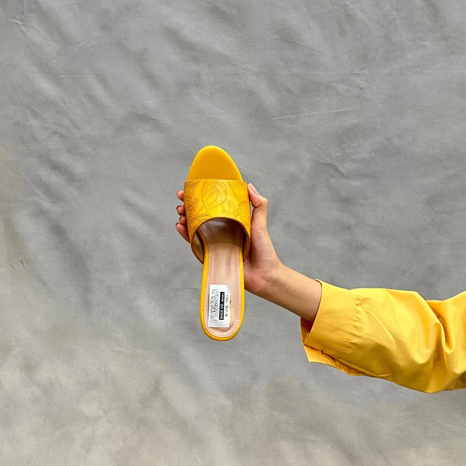 Floral Embossed Slip-On Heels