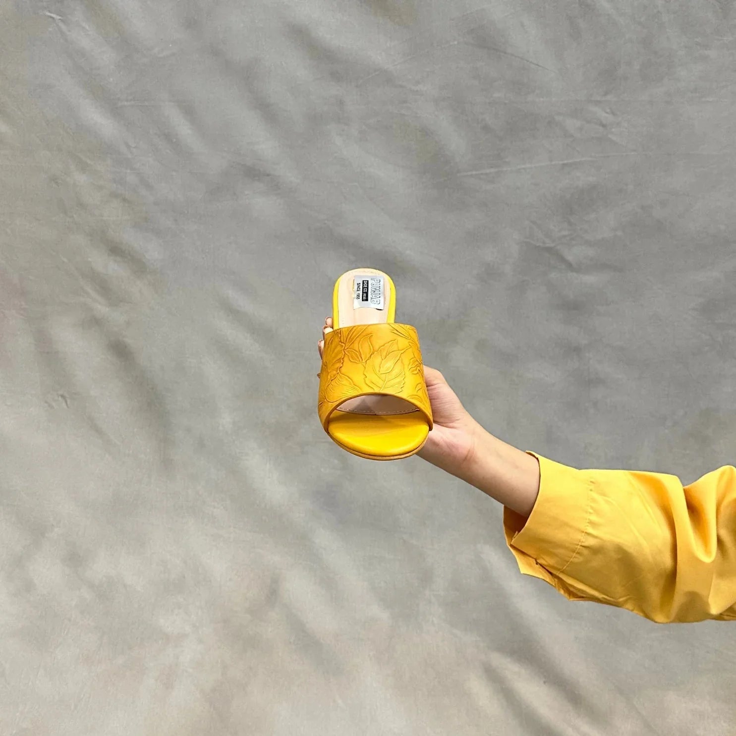 Floral Embossed Slip-On Heels