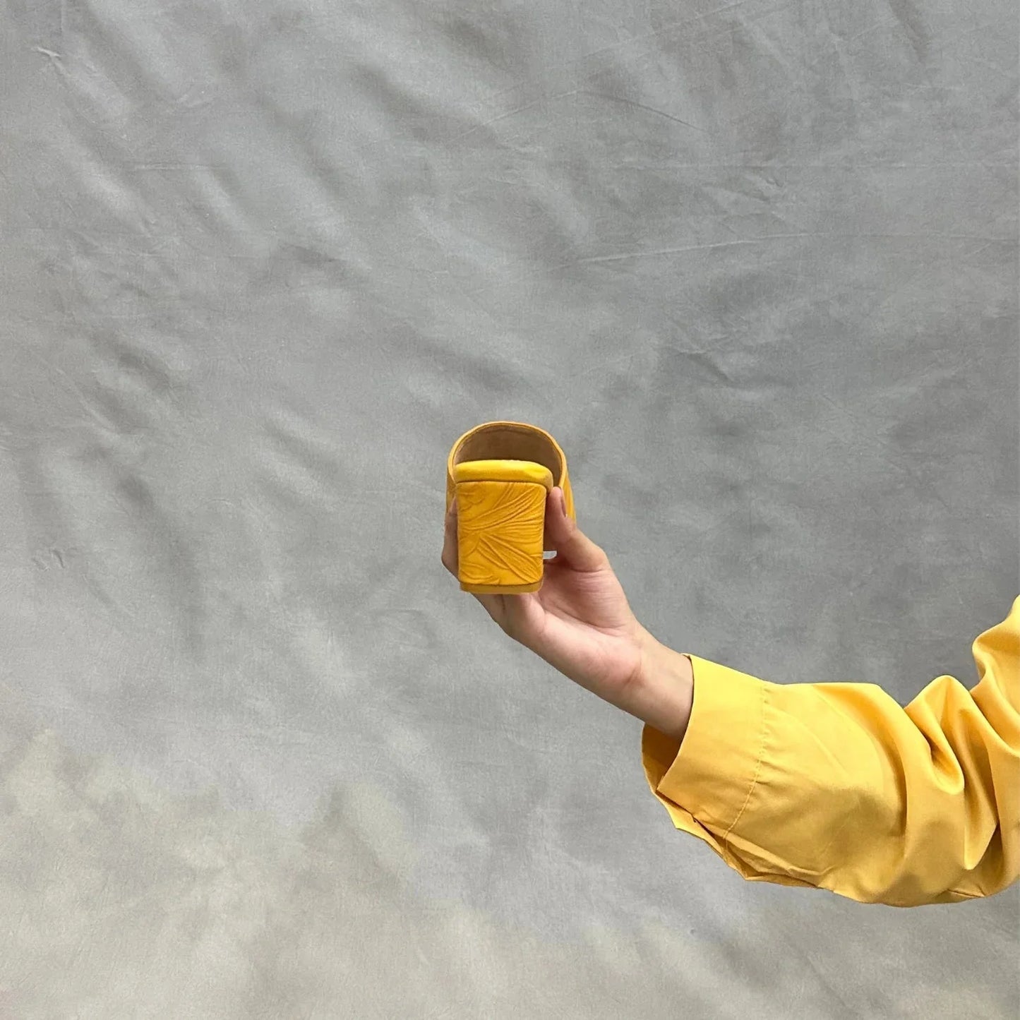 Floral Embossed Slip-On Heels