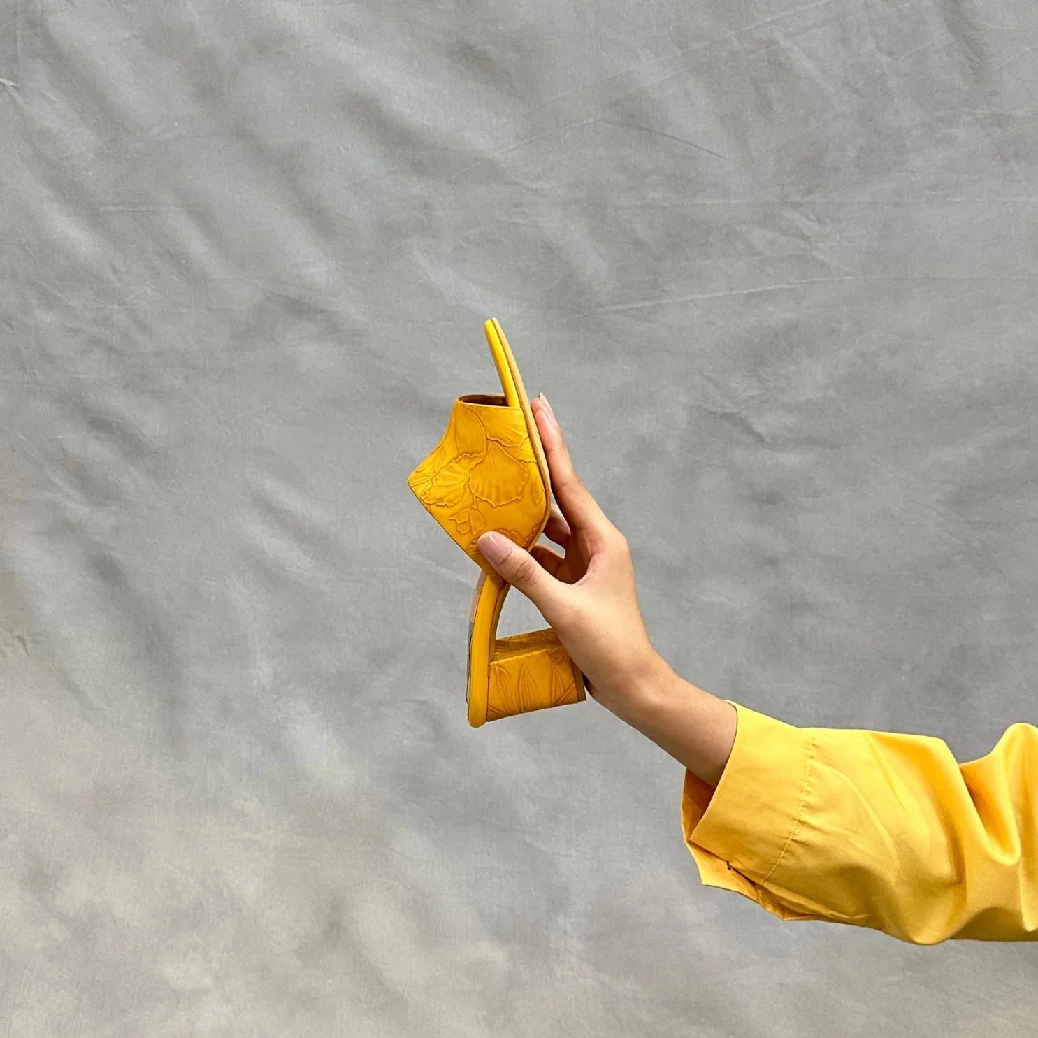 Floral Embossed Slip-On Heels