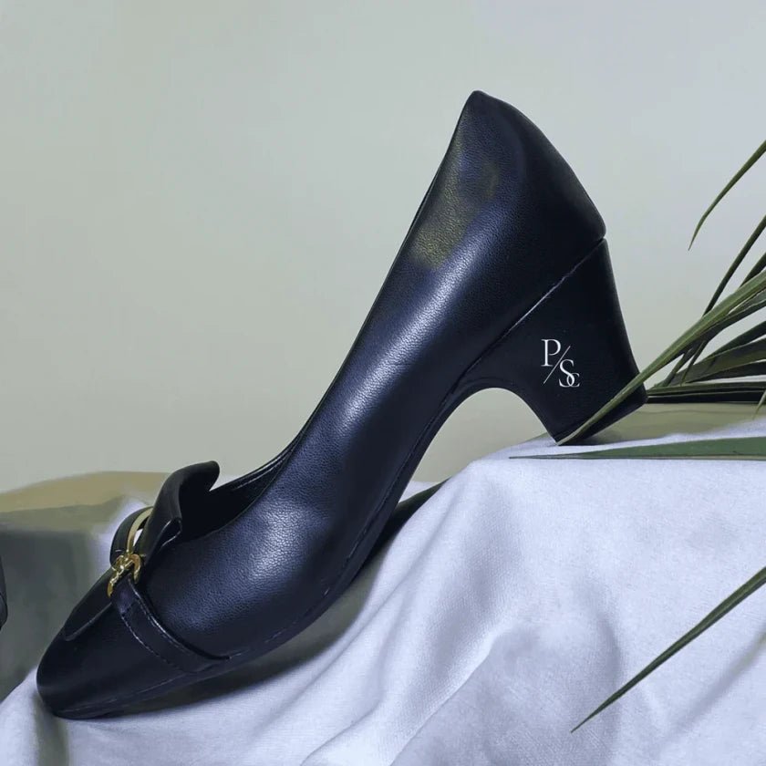 Black Heeled Loafers with Block Heels - Punjab Shoe Co.