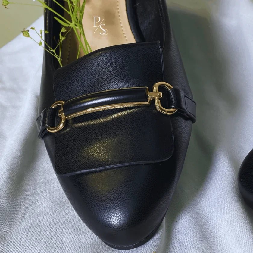 Black Heeled Loafers with Block Heels - Punjab Shoe Co.