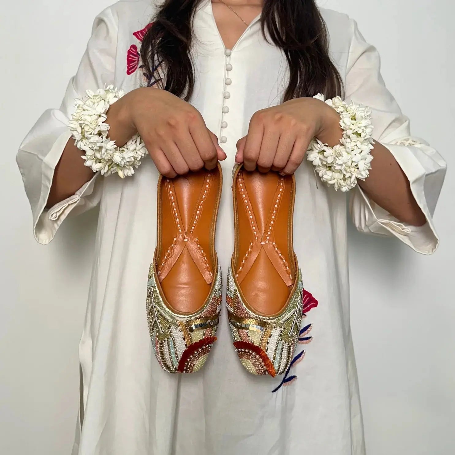 Embroidered Jutti with Tassels for Women – Handmade Traditional Flats for Festivals & Occasions - Punjab Shoe Co.