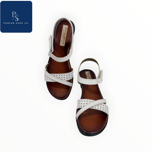 Women Cross Strap Leather Sandals Black & White