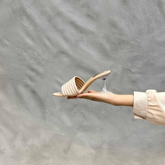 Nude Ribbed Chic Heels - Punjab Shoe Co.