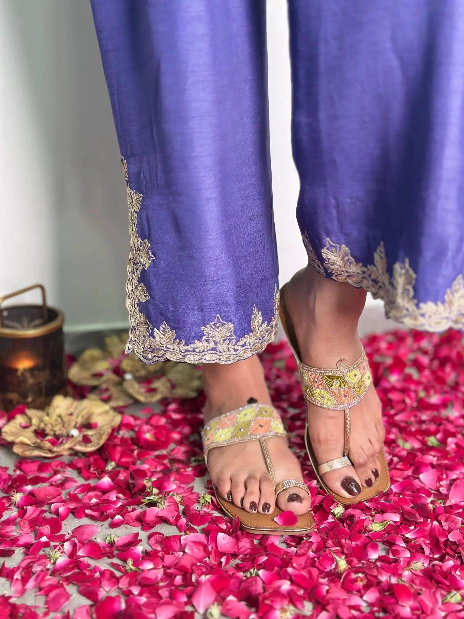 Orange and Yellow Embellished Kolhapuri Chappal for Women – Handmade Traditional Sandals - Punjab Shoe Co.