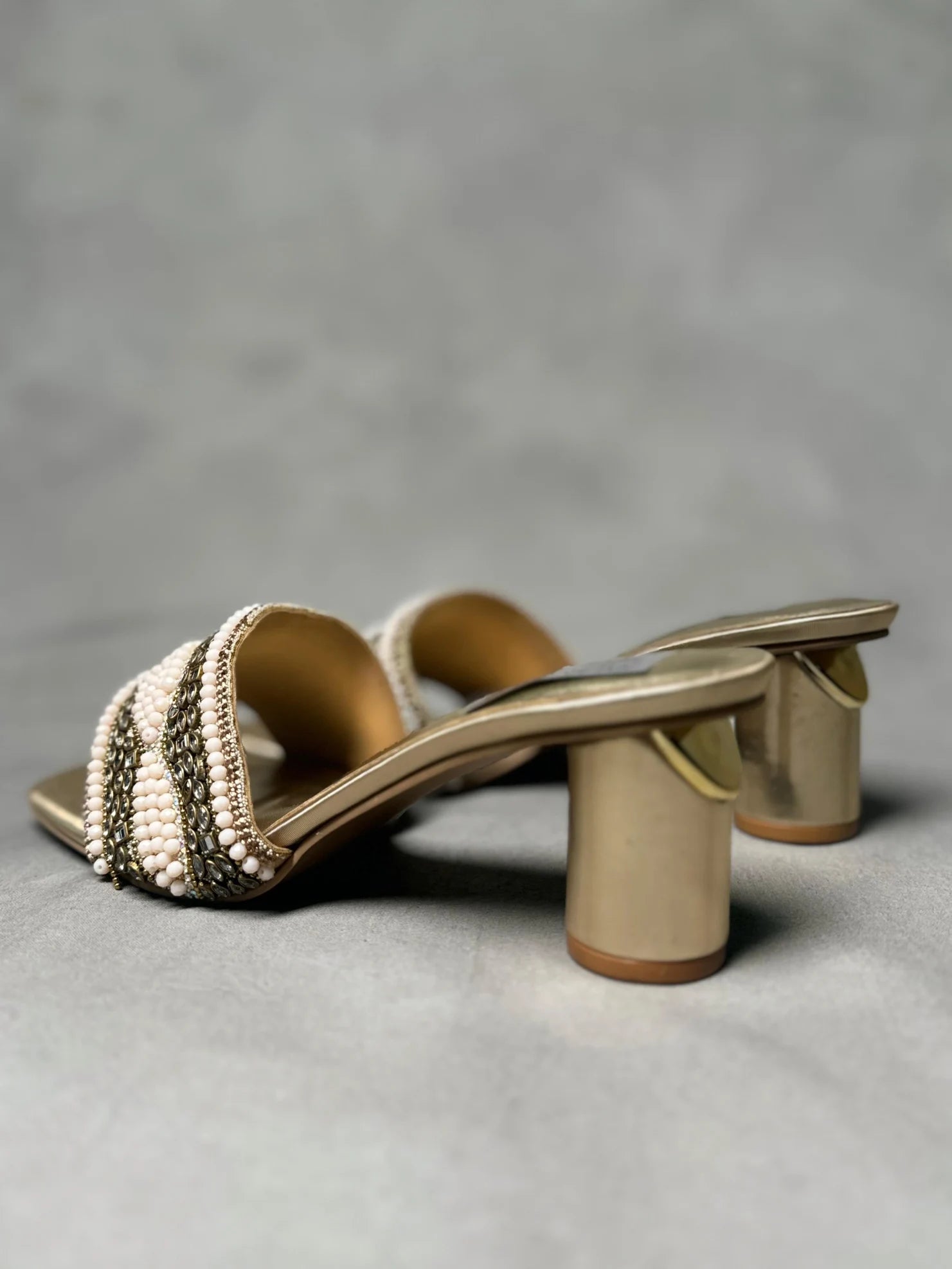 Glamorous Golden Mules with Sparkling Embellishments for Special Occasions