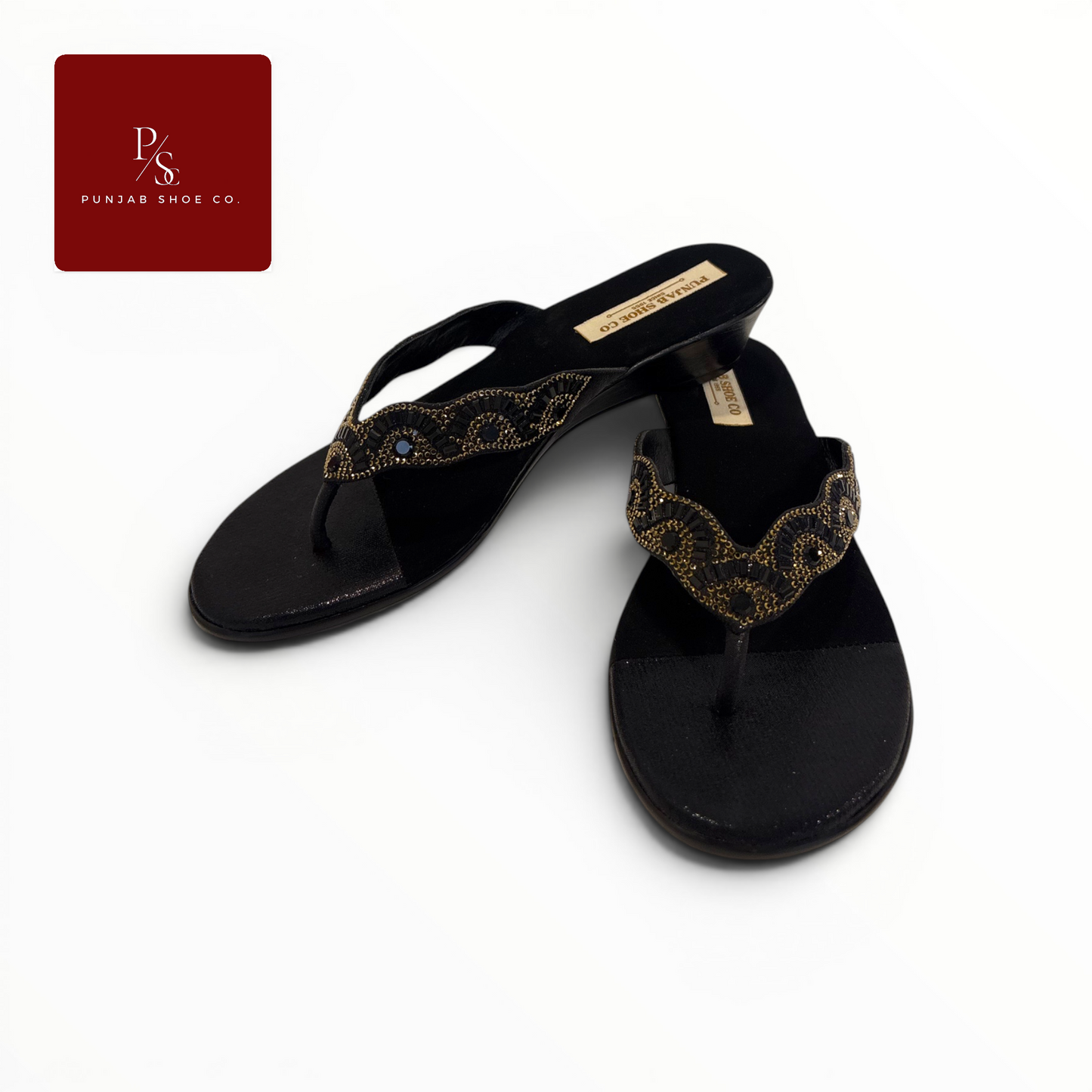 Crystal Baguette Embellished Toe 
Post Flat Sandals in Black for 
Women — Punjab Shoe Co. 
Kamla Nagar Delhi