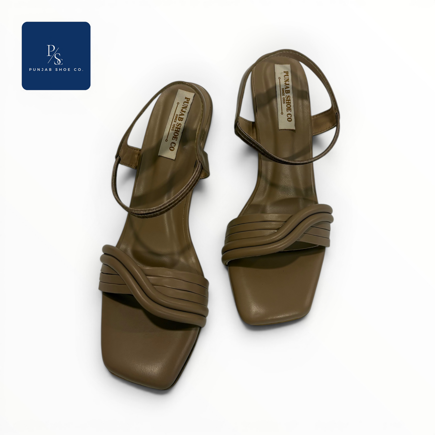 Strappy Heeled Sandals with Square Toe