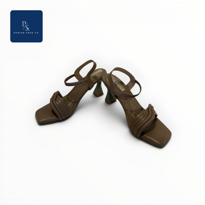 Strappy Heeled Sandals with Square Toe