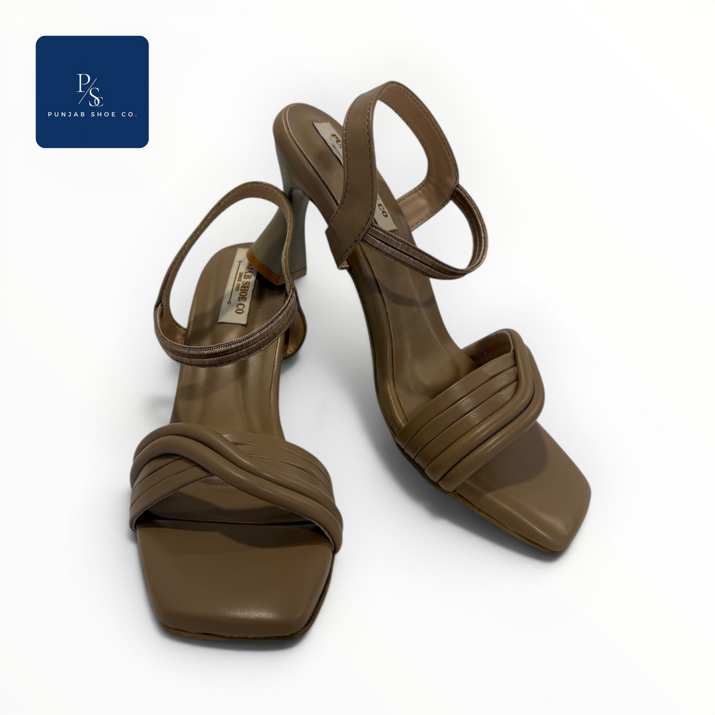 Strappy Heeled Sandals with Square Toe