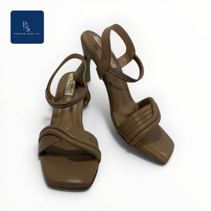 Strappy Heeled Sandals with Square Toe