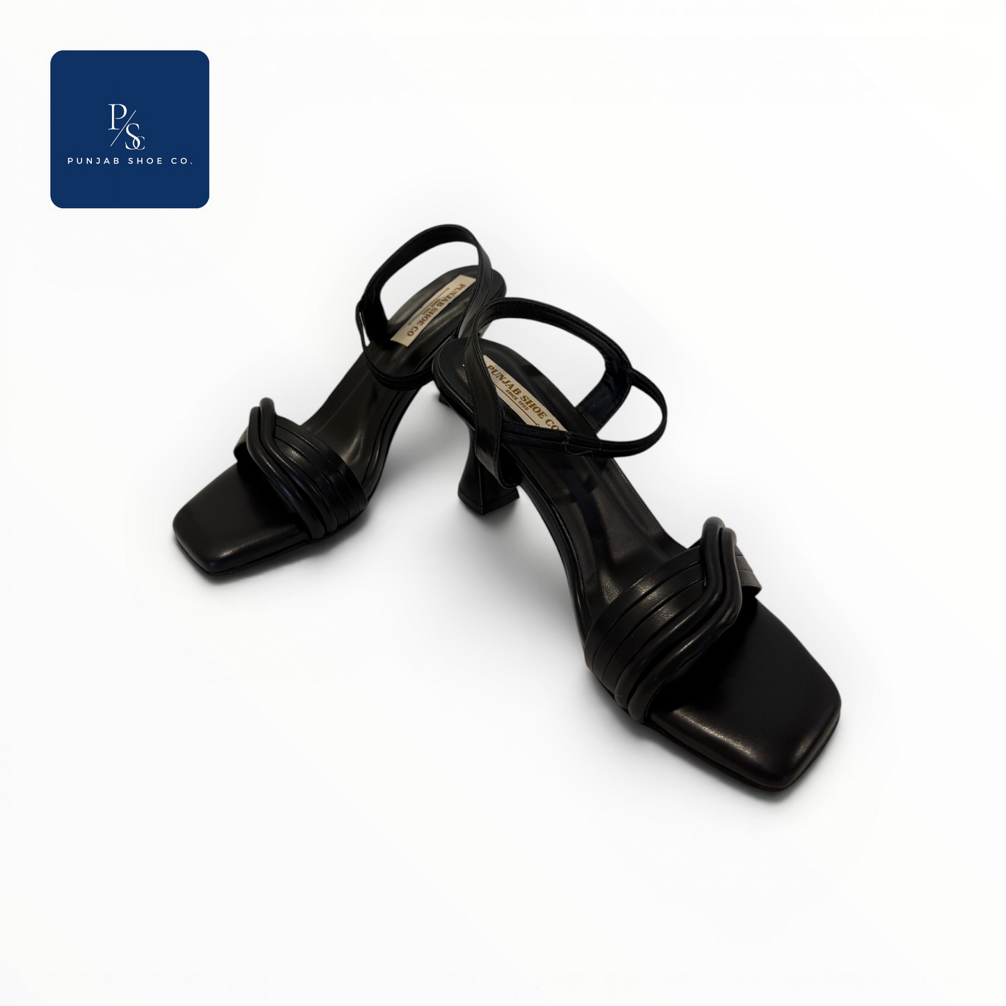 Strappy Heeled Sandals with Square Toe