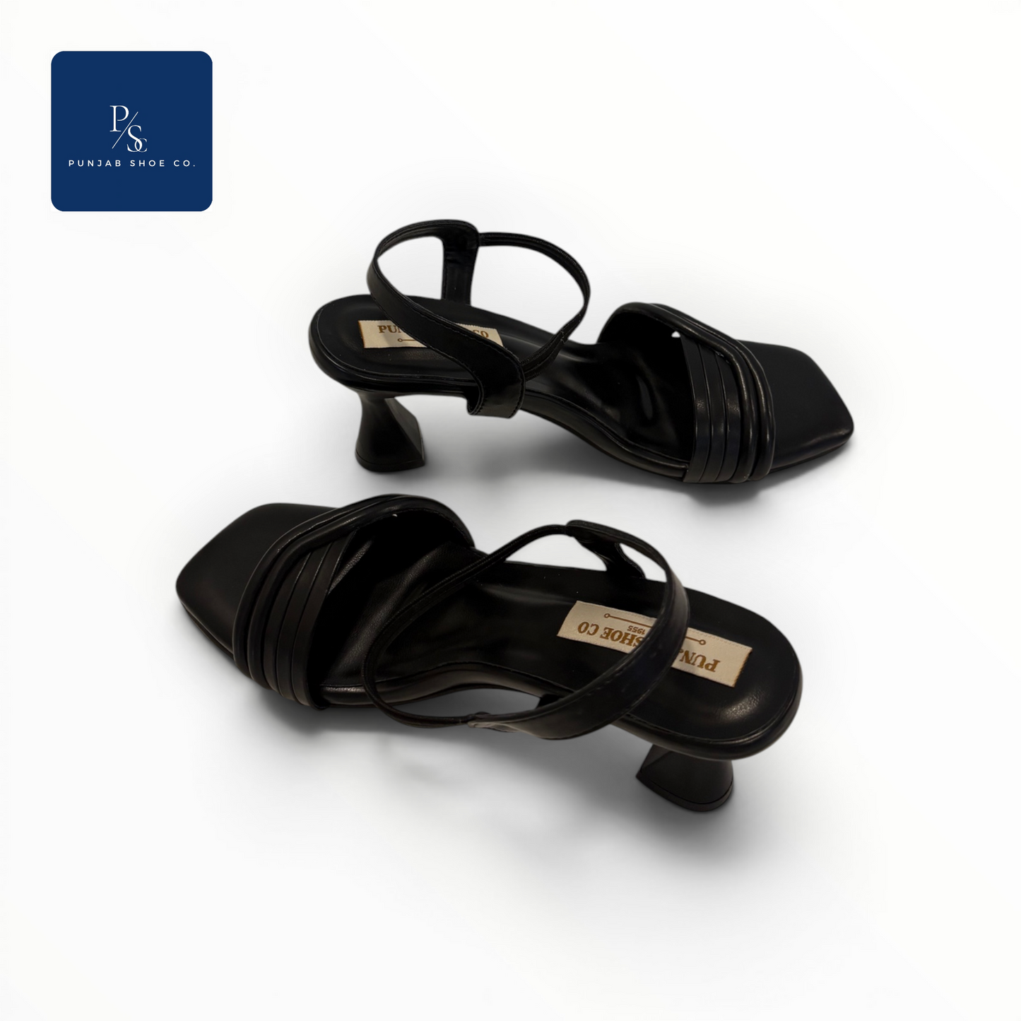 Strappy Heeled Sandals with Square Toe