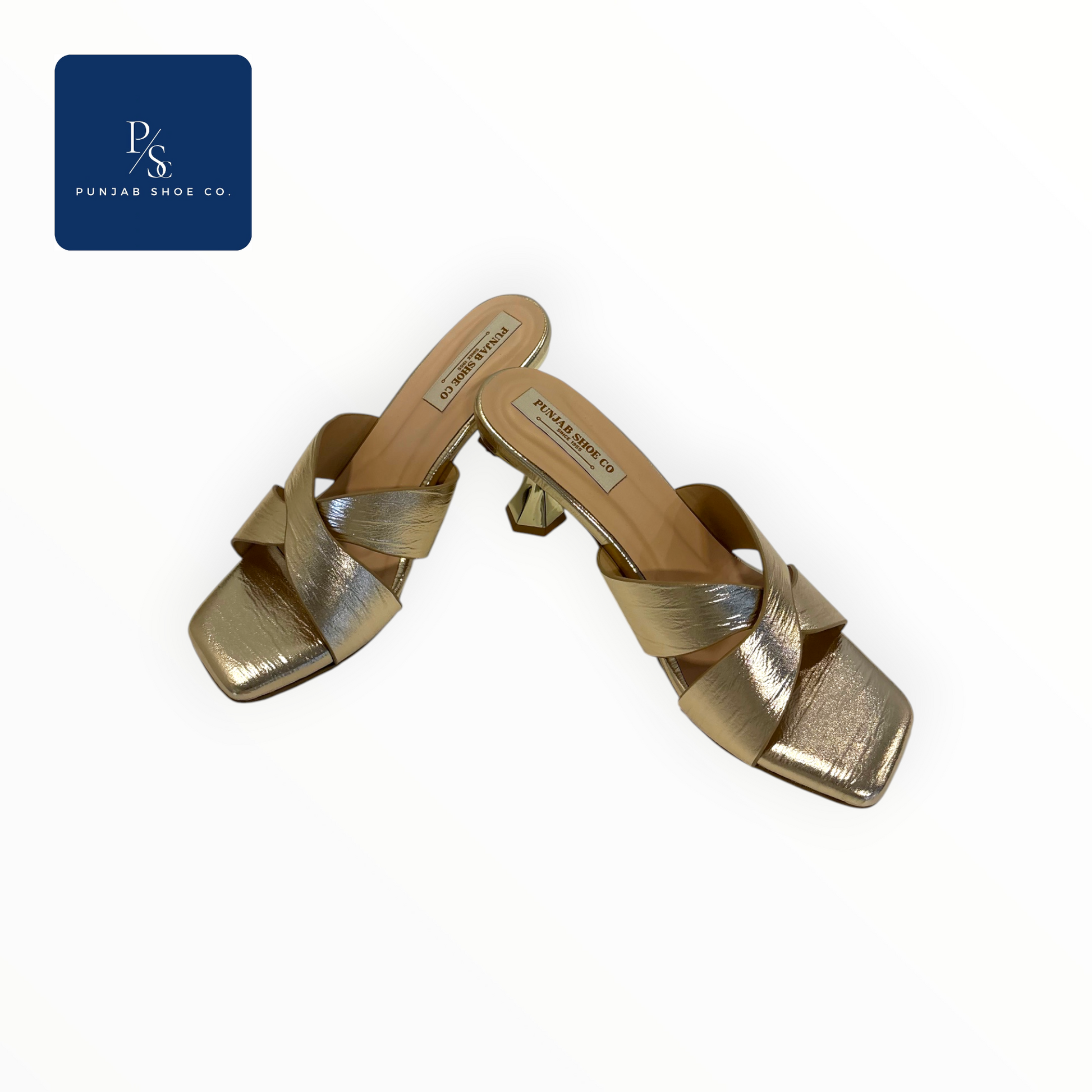 Glam women’s block heels with crossover straps
