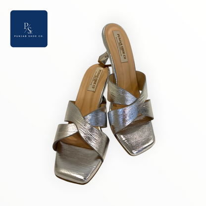 Glam women’s block heels with crossover straps