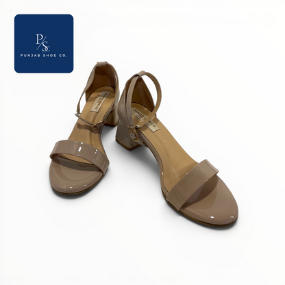 Nude Patent Ankle Strap Block Heel 
Sandals for Women — Punjab Shoe Co. 
Kamla Nagar Delhi