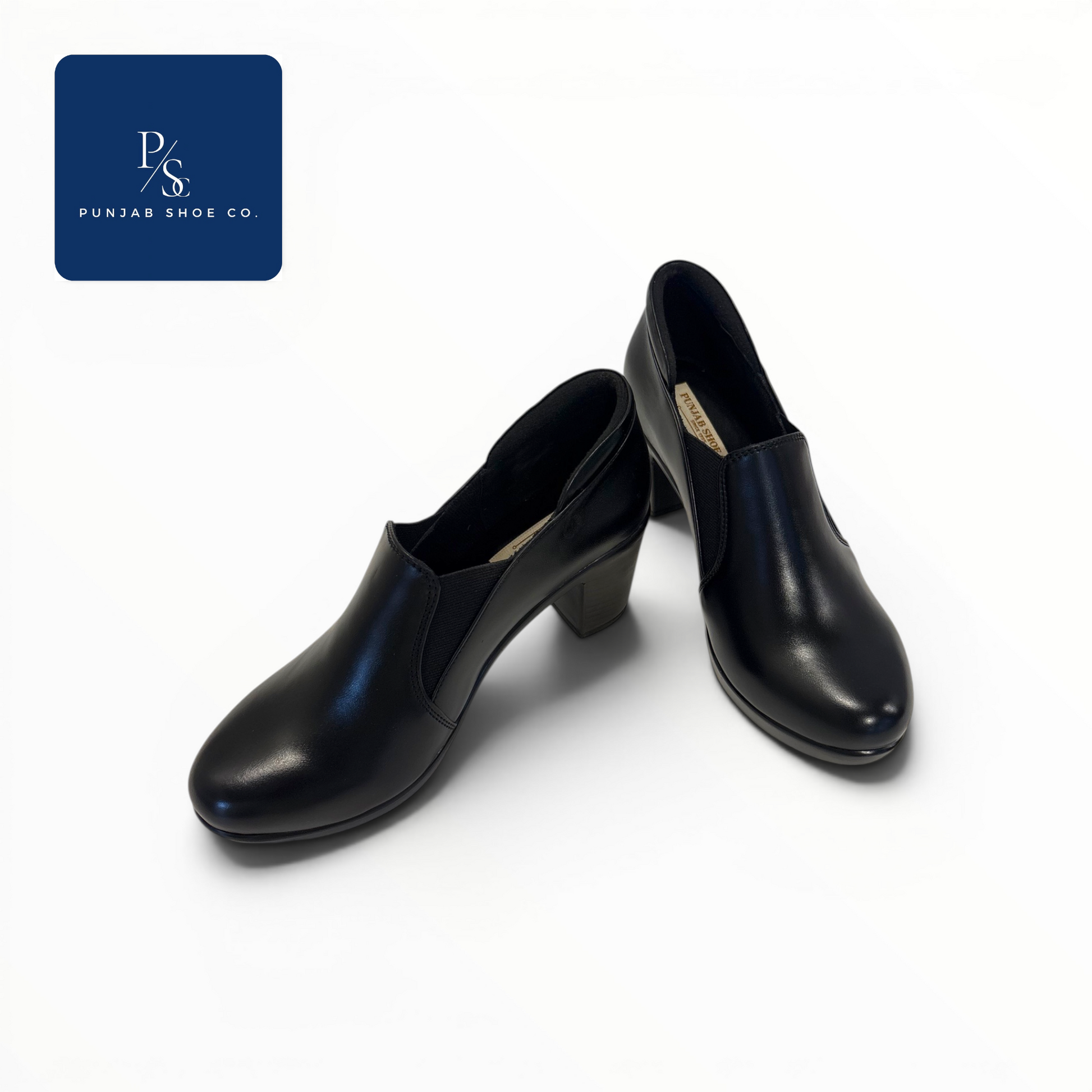 Black Heeled Bellies Slip-On Block 
Heel Shoes for Women — Punjab Shoe 
Co. Kamla Nagar Delhi