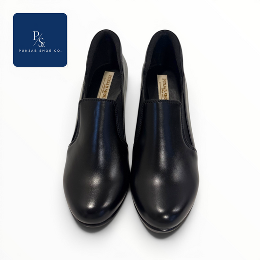 Black Heeled Bellies Slip-On Block 
Heel Shoes for Women — Punjab Shoe 
Co. Kamla Nagar Delhi
