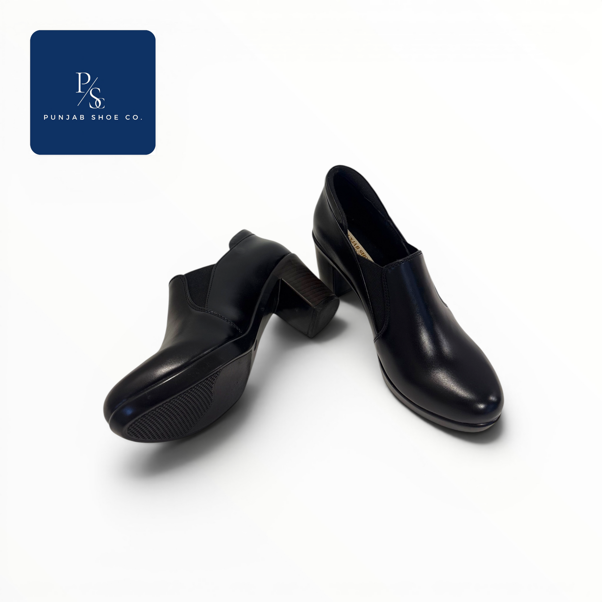 Black Heeled Bellies Slip-On Block 
Heel Shoes for Women — Punjab Shoe 
Co. Kamla Nagar Delhi