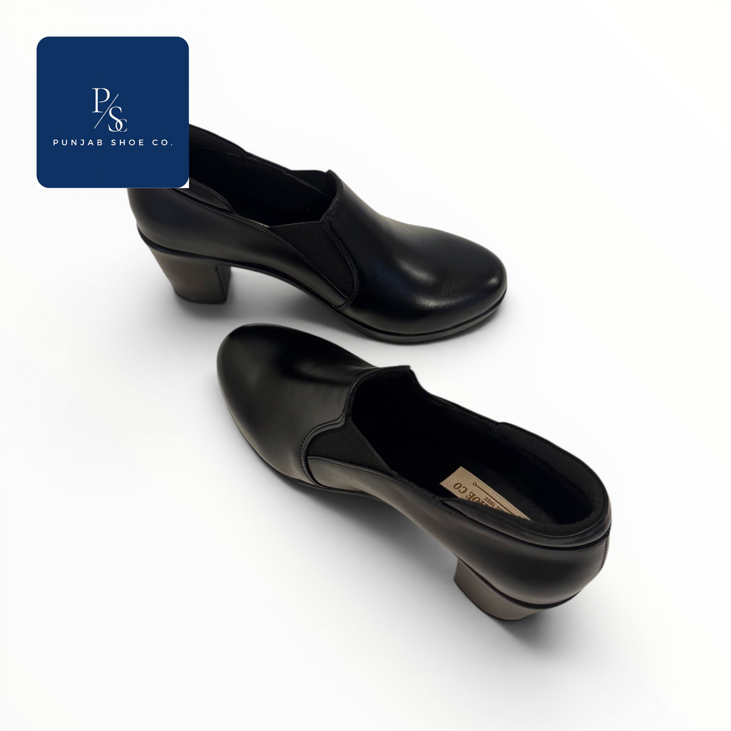 Black Heeled Bellies Slip-On Block 
Heel Shoes for Women — Punjab Shoe 
Co. Kamla Nagar Delhi