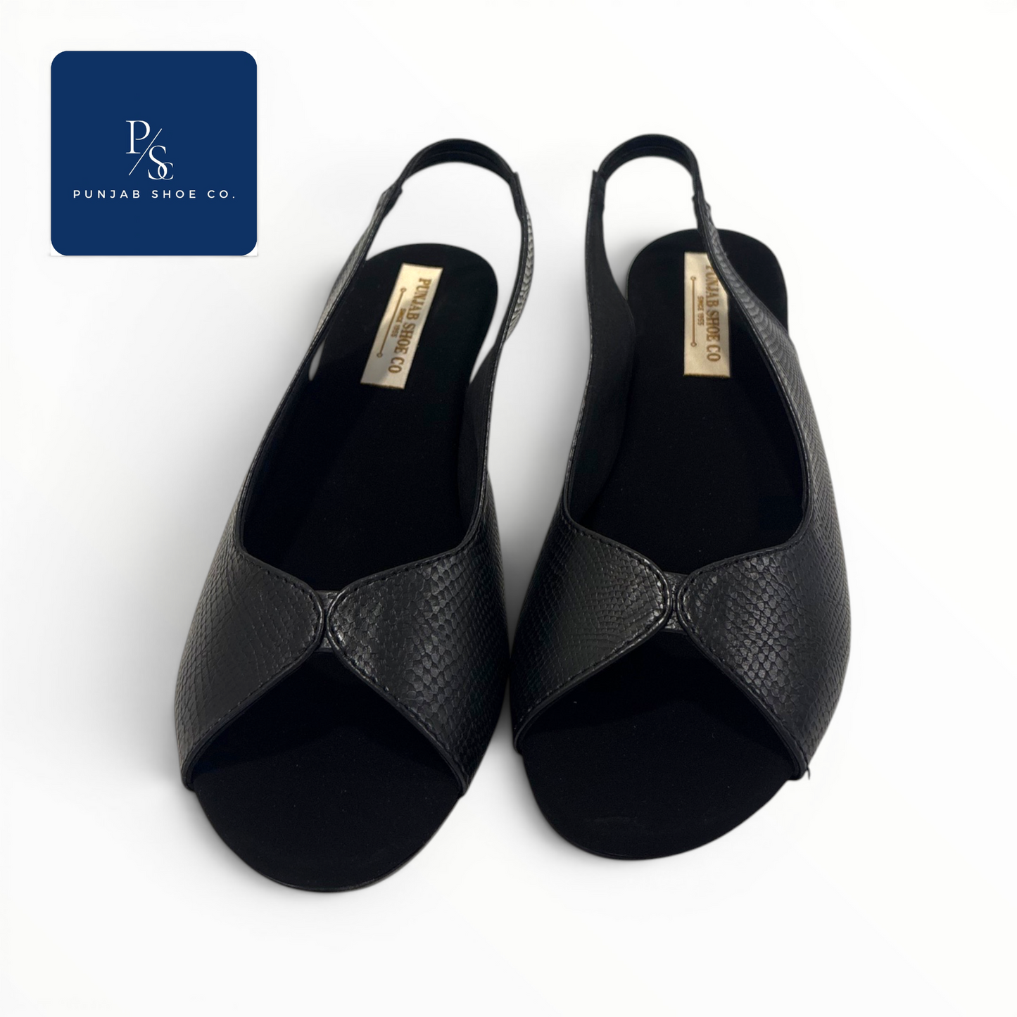 Textured Peep Toe Slingback Wedge 
Sandals in Black for Women — Punjab 
Shoe Co. Kamla Nagar Delhi