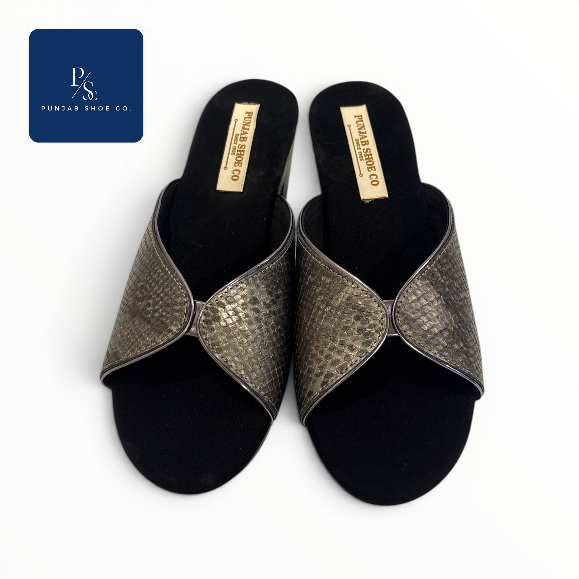 Snakeskin Cross-Strap Platform Heels 
in Black for Women — Punjab Shoe Co. 
Kamla Nagar Delhi