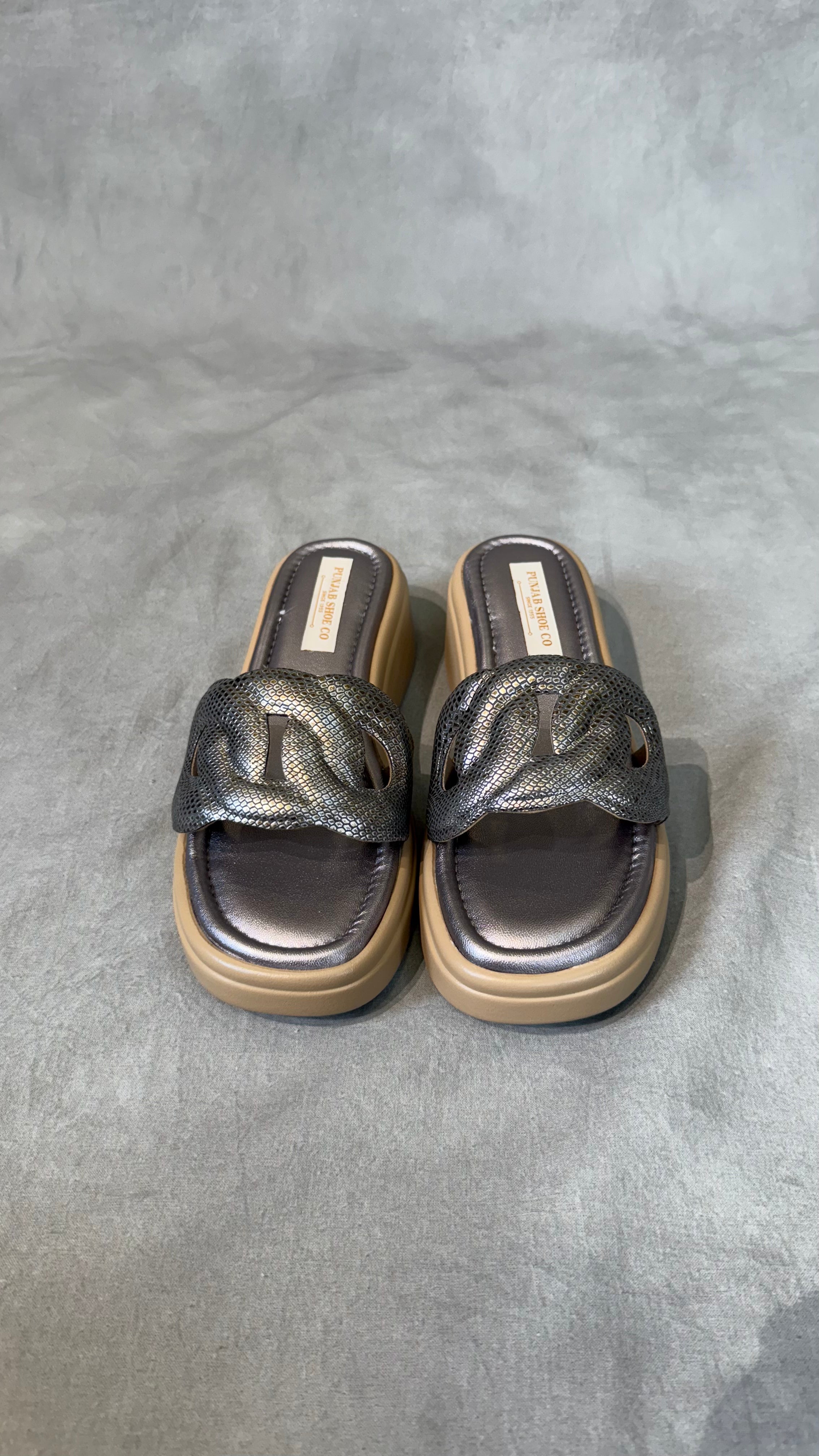 Stylish Women’s Slip-Ons - Gunmetal & Light Gold