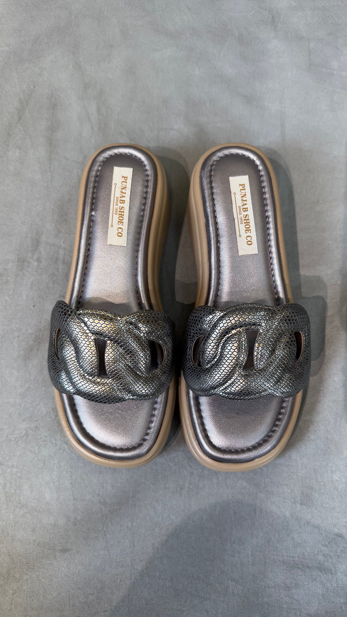 Stylish Women’s Slip-Ons - Gunmetal & Light Gold