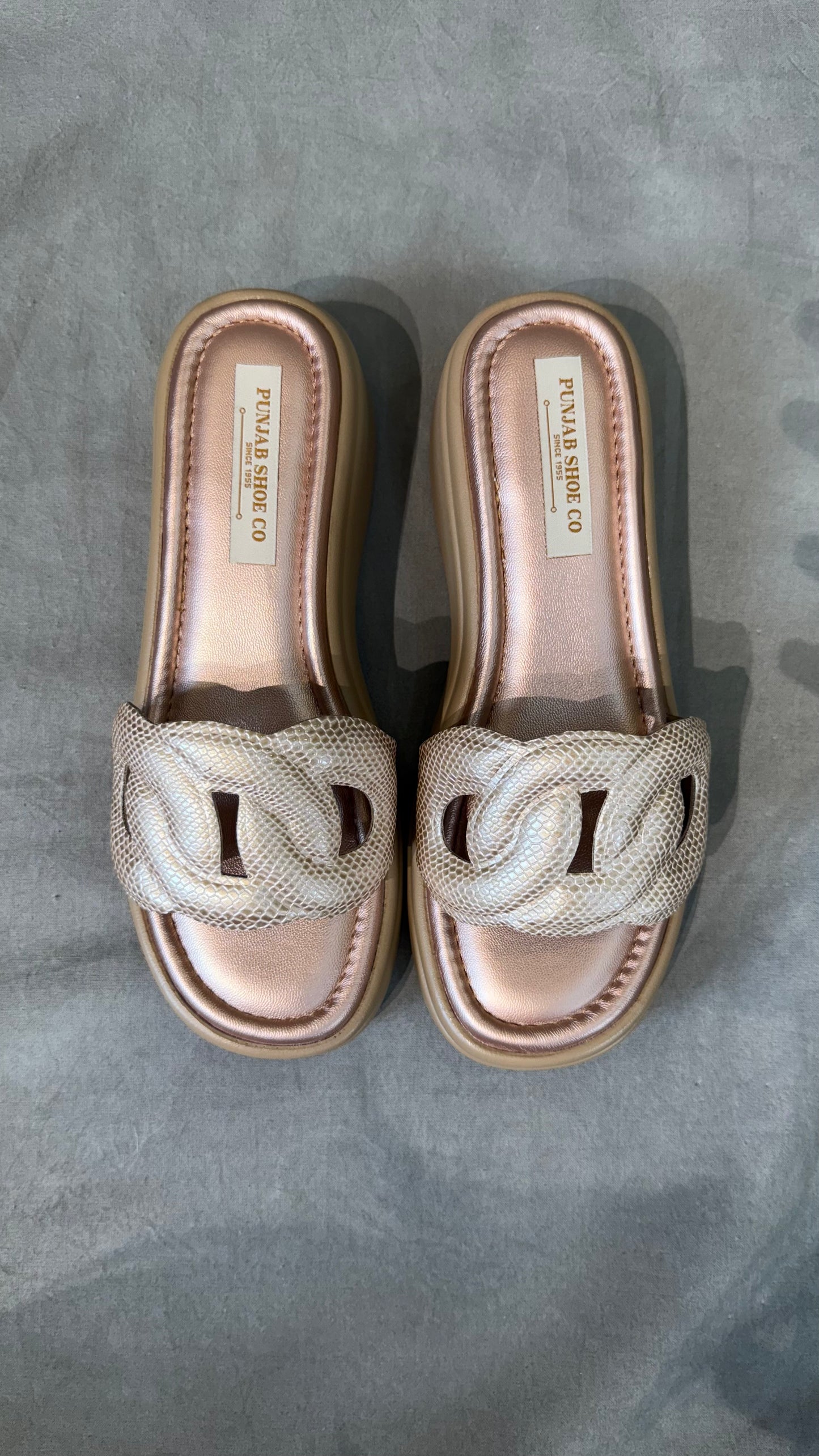 Stylish Women’s Slip-Ons - Gunmetal & Light Gold