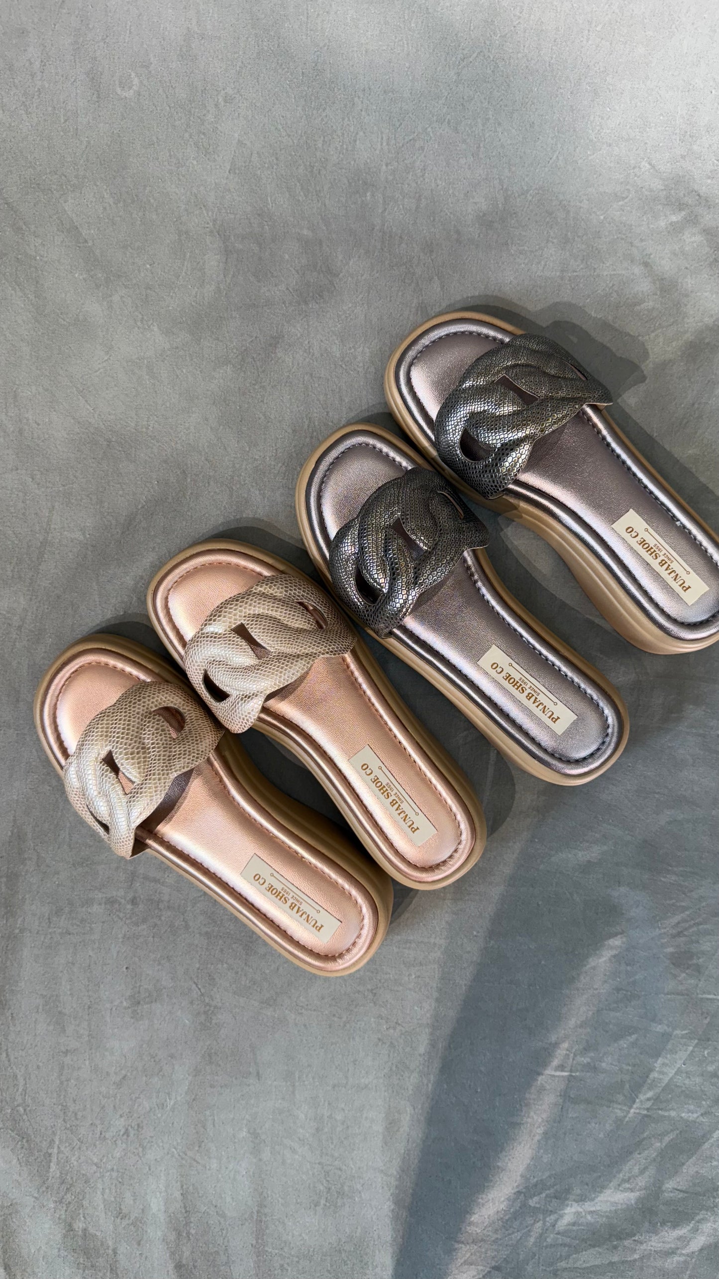 Stylish Women’s Slip-Ons - Gunmetal & Light Gold