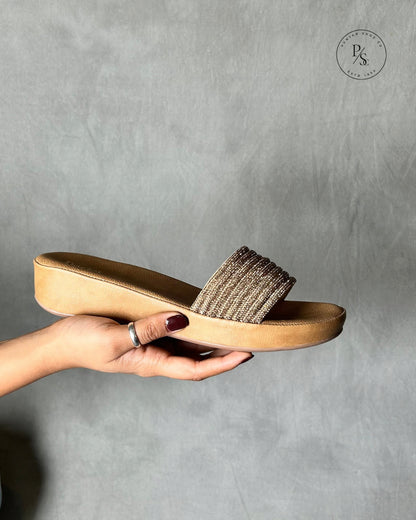 BLING- Diamond-Studded Wedges in Black & Gold