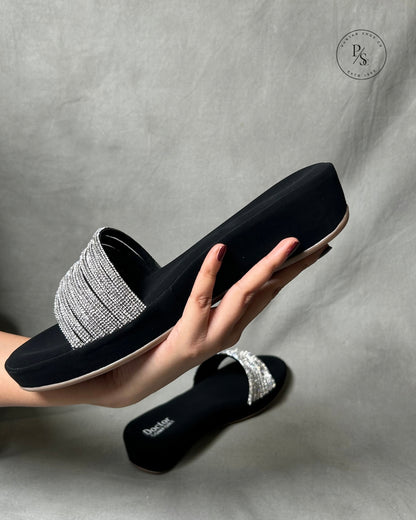 BLING- Diamond-Studded Wedges in Black & Gold