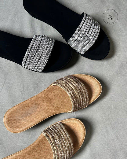 BLING- Diamond-Studded Wedges in Black & Gold