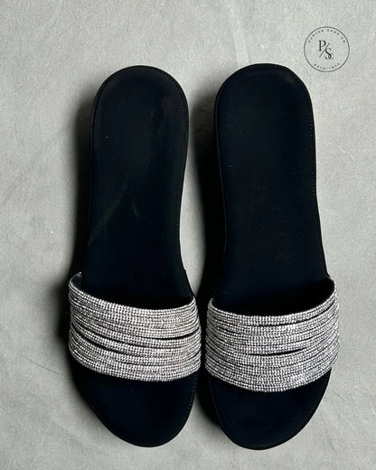 BLING- Diamond-Studded Wedges in Black & Gold