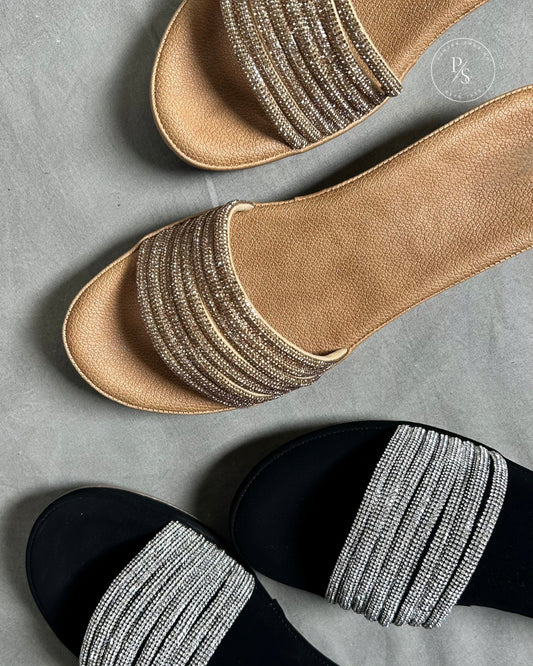 BLING- Diamond-Studded Wedges in Black & Gold