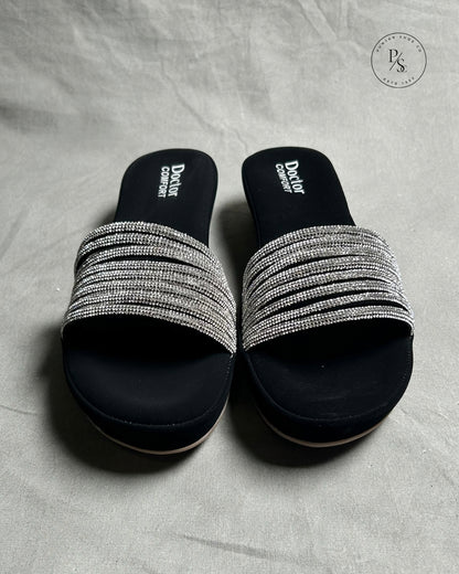 BLING- Diamond-Studded Wedges in Black & Gold