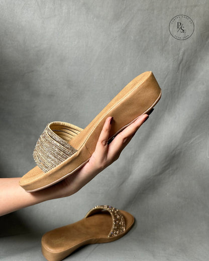 BLING- Diamond-Studded Wedges in Black & Gold