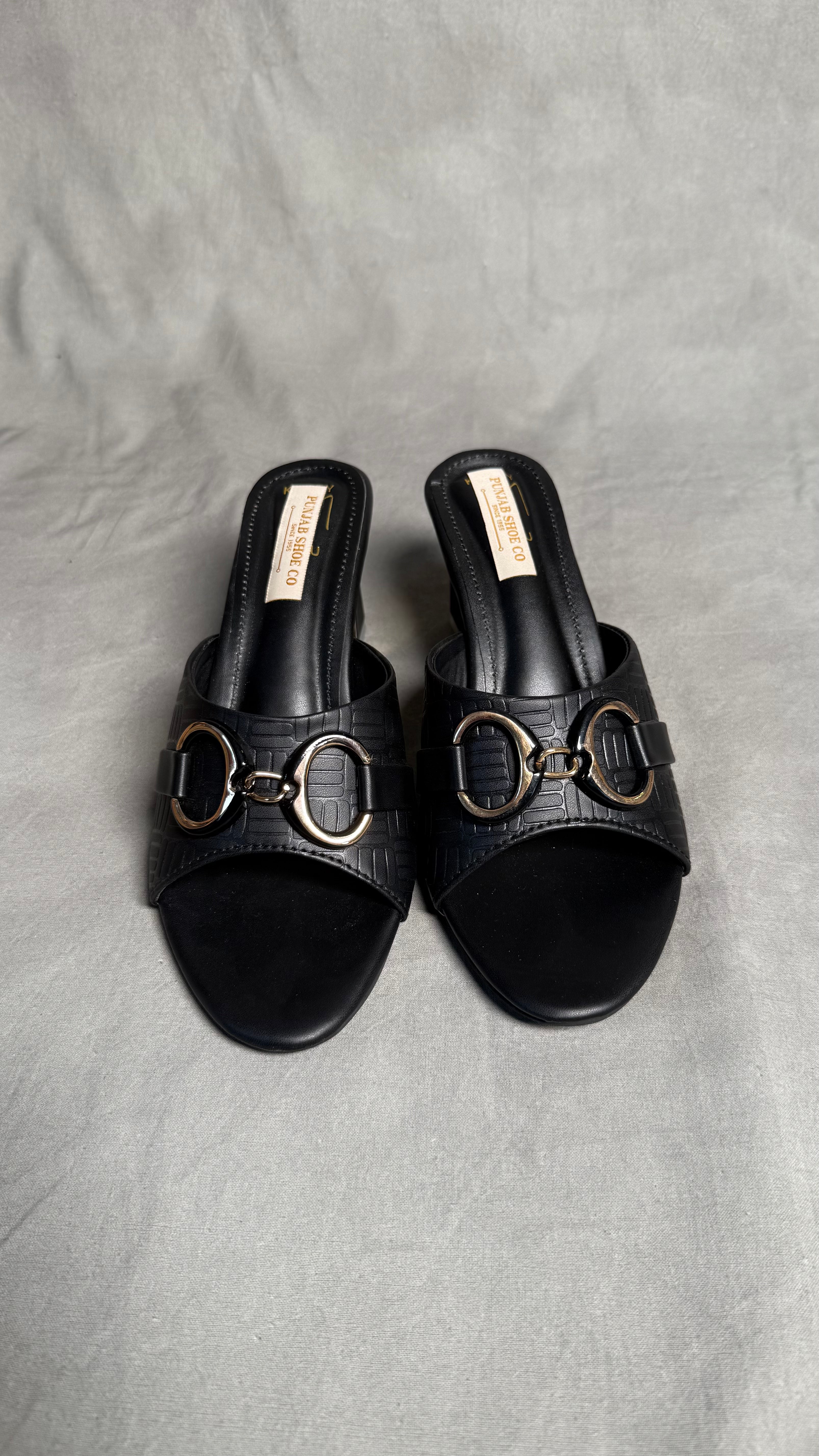 Matte Black Achromatic Mules front view