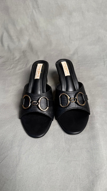 Matte Black Achromatic Mules front view