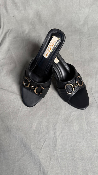 Matte Black  Achromatic Mules top view